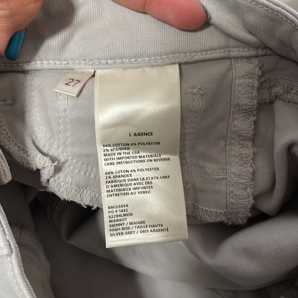 L’Agence Margot Skinny High Rise Silver Grey Jeans - Picture 9 of 9